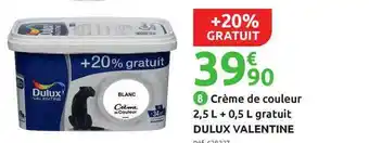 Mr Bricolage Crème De Couleur 2.5 L + 0.5 Gratuit Dulux Valentine +20% Gratuit offre