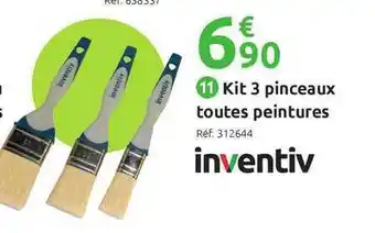 Kit 3 Pinceaux Toutes Peintures Inventiv