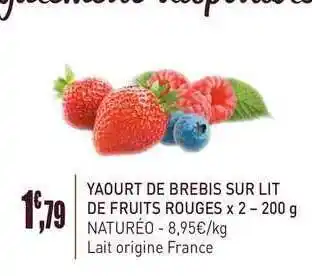 naturéO Yaourt De Brebis Sur Lit De Fruits Rouges X2 - 200 G offre