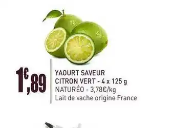 naturéO Yaourt Saveur Citron Vert - 4 X 125 G offre