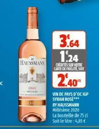 Coccinelle Supermarché Vin de Pays d'Oc IGP Syrah Rosé By Haussmann offre