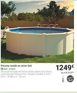Gamm vert Piscine ronde en acier gré offre