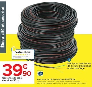 Castorama Couronne de câble électrique u1000r2v offre