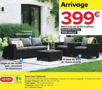 Castorama Keter salon bas california offre