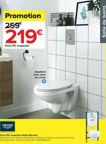 Castorama Grohe pack wc suspendu solido bausail offre