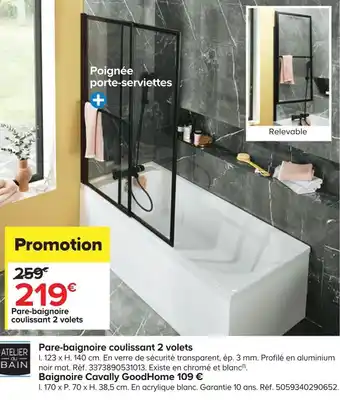 Castorama Pare-baignoire coulissant 2 volets offre