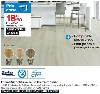 Castorama Lame pvc adhésive senso premium simba offre