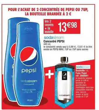 Cora x Carrefour Concentré Pepsi Sodastream, Bouteille 1l Fuse Pepsi Sodastream offre