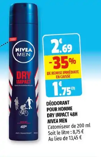 Coccinelle Supermarché Déodorant Pour Homme Dry Impact 48h Nivea Men offre