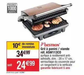 Gril à Panini - Viande Bestron