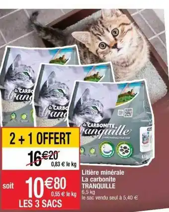 Cora x Carrefour Litière Minérale La Carbonite Tranquille offre