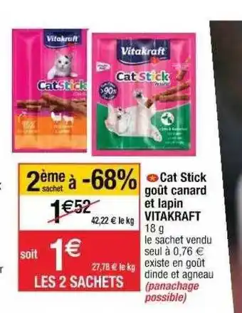 Cat Stick Goût Canard Et Lapin Vitakraft