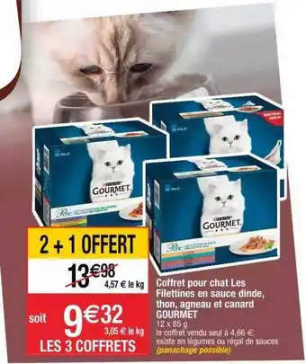 Cora x Carrefour Coffret Pour Chat Les Filettines En Sauce Dinde, Thon, Agneau Et Canard Gourmet offre
