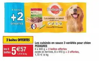 Cora x Carrefour Les Cuisinés En Sauce 3 Variétés Pour Chien Pedigree offre