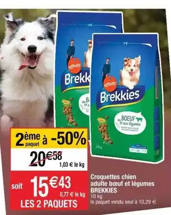Cora x Carrefour Croquettes Chien Adulte Bœuf Et Légumes Brekkies offre