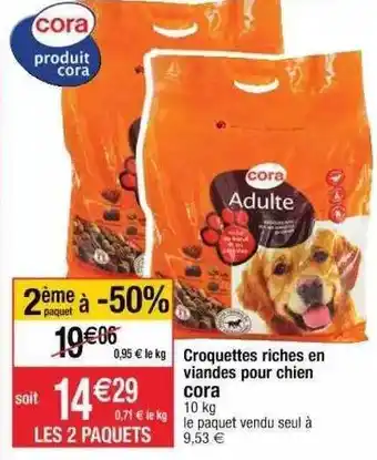 Cora x Carrefour Croquettes Riches En Viandes Pour Chien Cora offre