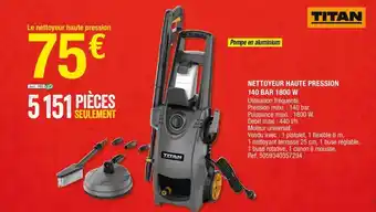 Brico Dépôt Nettoyeur haute pression 140 bar 1800 W offre