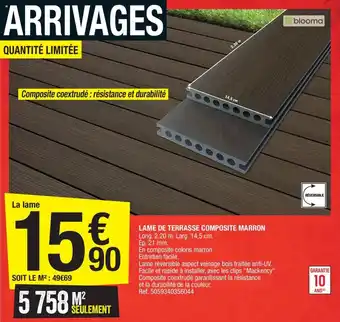 Brico Dépôt Lame de terrase composite marron offre