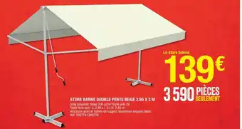 Brico Dépôt Store banne double pente beige 2.95 x 3 m offre