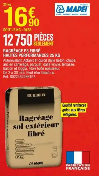 Brico Dépôt Ragréage P3 fibré hautes performances 25 KG offre
