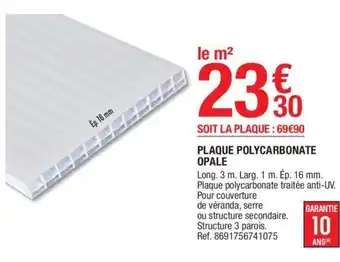 Brico Dépôt Plaque polycarbonate opale offre