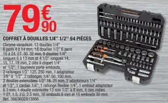 Brico Dépôt Coffret à douilles 1/4" 1/2" 94 pièces offre