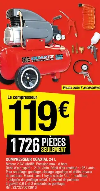 Brico Dépôt Compresseur coaxial 24 L offre