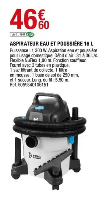 Brico Dépôt Aspirateur eau et poussière 16 L offre
