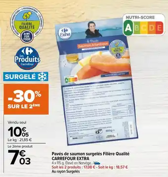 Carrefour Carrefour extra pavés de saumon surgelés filière qualité offre