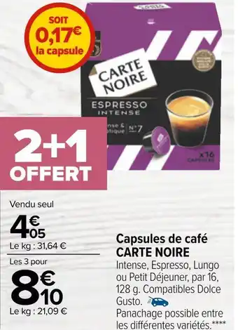 Carte noire capsules de café