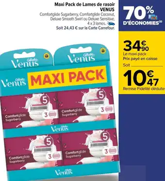 Carrefour Venus maxi pack de lames de rasoir offre