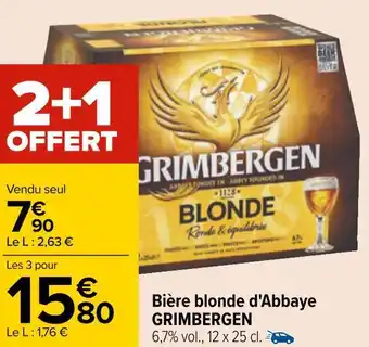 Carrefour Grimbergen bière blonde d'abbaye offre