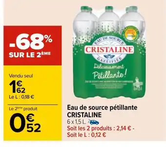 Carrefour Cristaline eau de source pétillante offre