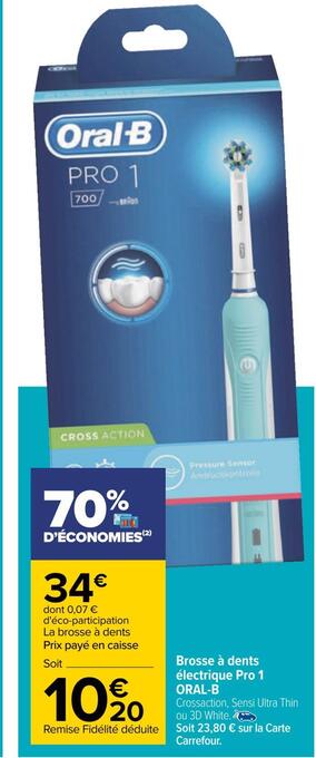Carrefour Oral-b brosse à dents électrique pro 1 offre