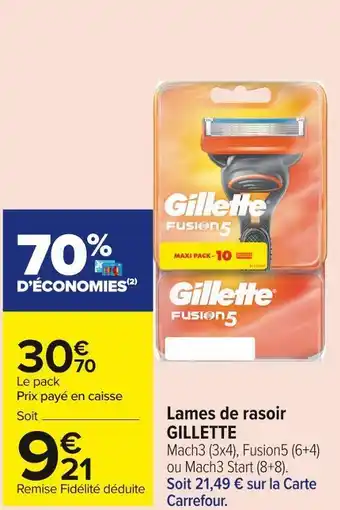 Carrefour Market Gillette lames de rasoir offre