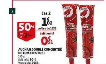 Auchan Direct Auchan Double Concentré De Tomates Tube offre