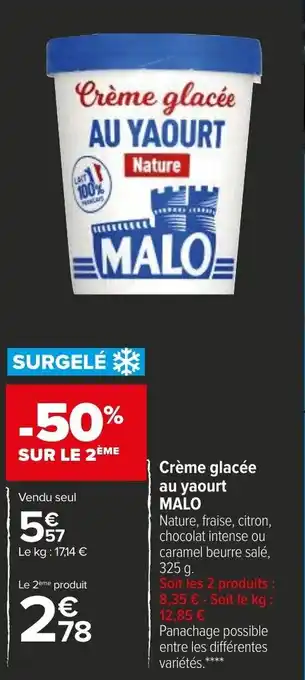 Carrefour Market Crème glacée au yaourt MALO offre
