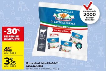 Carrefour Market Mozzarella di latte di bufala CASA AZZURRA offre
