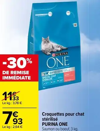 Carrefour Market Croquettes pour chat stérilisé PURINA ONE offre