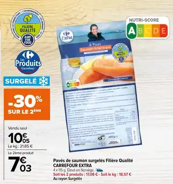 Carrefour Pavés de saumon surgelés filière qualité CARREFOUR EXTRA offre