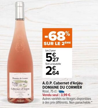 Carrefour A.O.P. cabernet d'anjou DOMAINE DU CORMIER offre