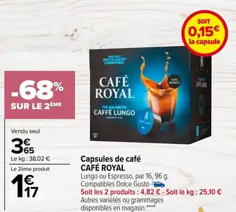 Carrefour Capsules de café CAFÉ ROYAL offre