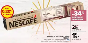 Carrefour Capsules de café farmers origins NESCAFÉ offre