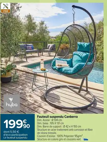 Carrefour Fauteuil suspendu Canberra offre