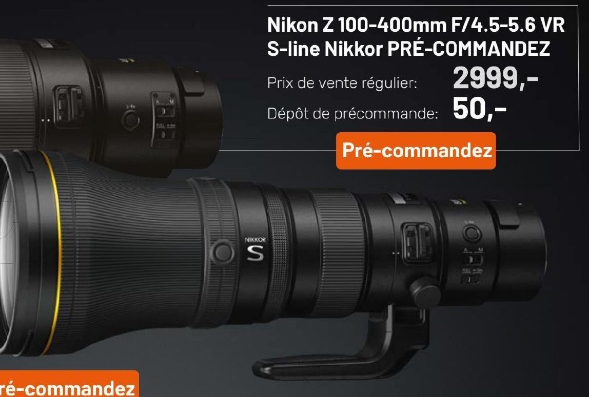 Promo Nikon Z 100400mm F/4.55.6 VR SLine Nikkor chez