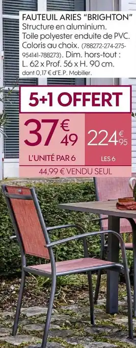 Truffaut Brighton fauteuil aries offre