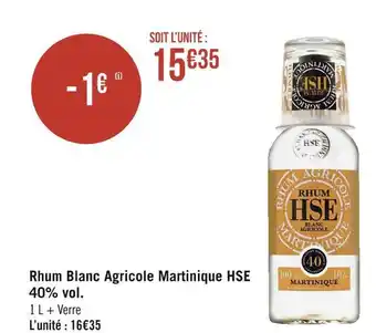 Géant Casino Hse rhum blanc agricole martinique 40% vol. offre