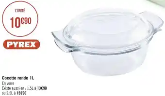 Géant Casino Pyrex cocotte ronde 1l offre