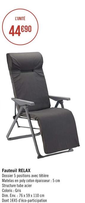 Géant Casino Fauteuil relax offre