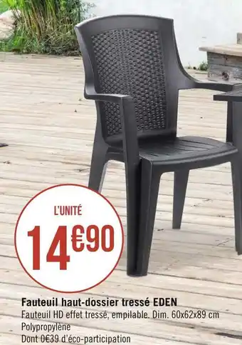 Géant Casino Eden fauteuil haut-dossier tressé offre